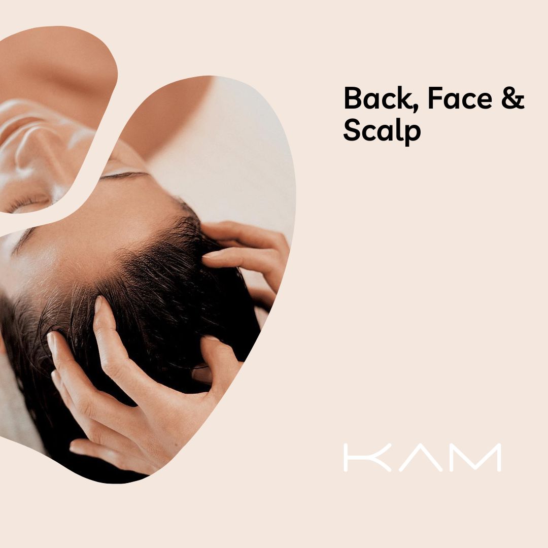 kam hair and beauty spa Back, face & Scalp Massage Package