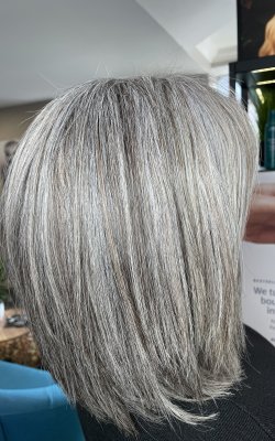 SOFT SHADOW HIGHLIGHTS FOR GREY HAIR COLOUR CHANGES AT KAM HAIRDRESSERS IN LOSSIEMOUTH